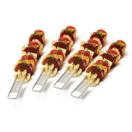 Ideal zum Grillen von Schaschlik-, Geflügel- oder Gemüsevariationen.