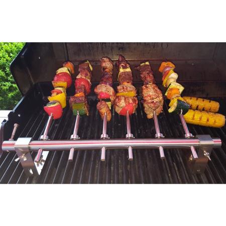 Doppel-Spießgabel für Stockfisch / Schaschlikspießaufsatz aus Edelstahl