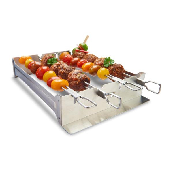 Ideal zum Grillen von Schaschlik-, Geflügel- oder Gemüsevariationen.