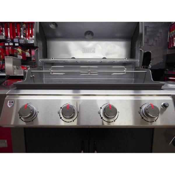 Rotisserie für Gasgrill: Drehspieß mit Spießklammern aus Edelstahl, Adapter und Grillmotor GM 5