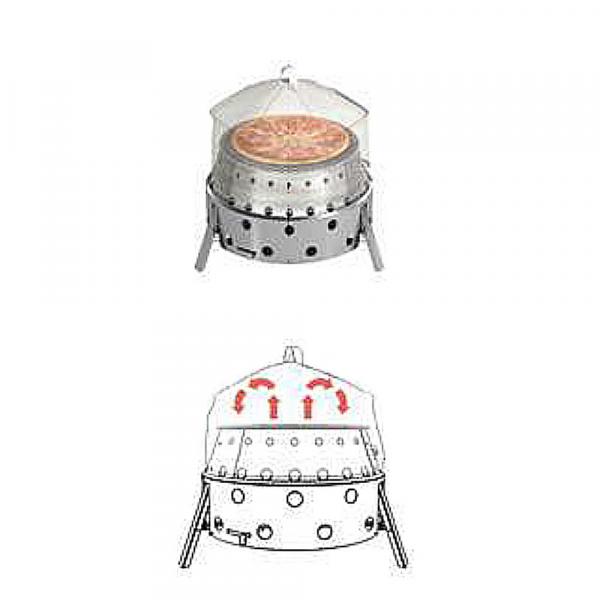 Die Umluftkuppel zum Backen, Smoken und Garen unter freiem Himmel.
