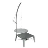 BS Design Galgenschwenker aus geschliffenem Edelstahl mit Feuerstelle